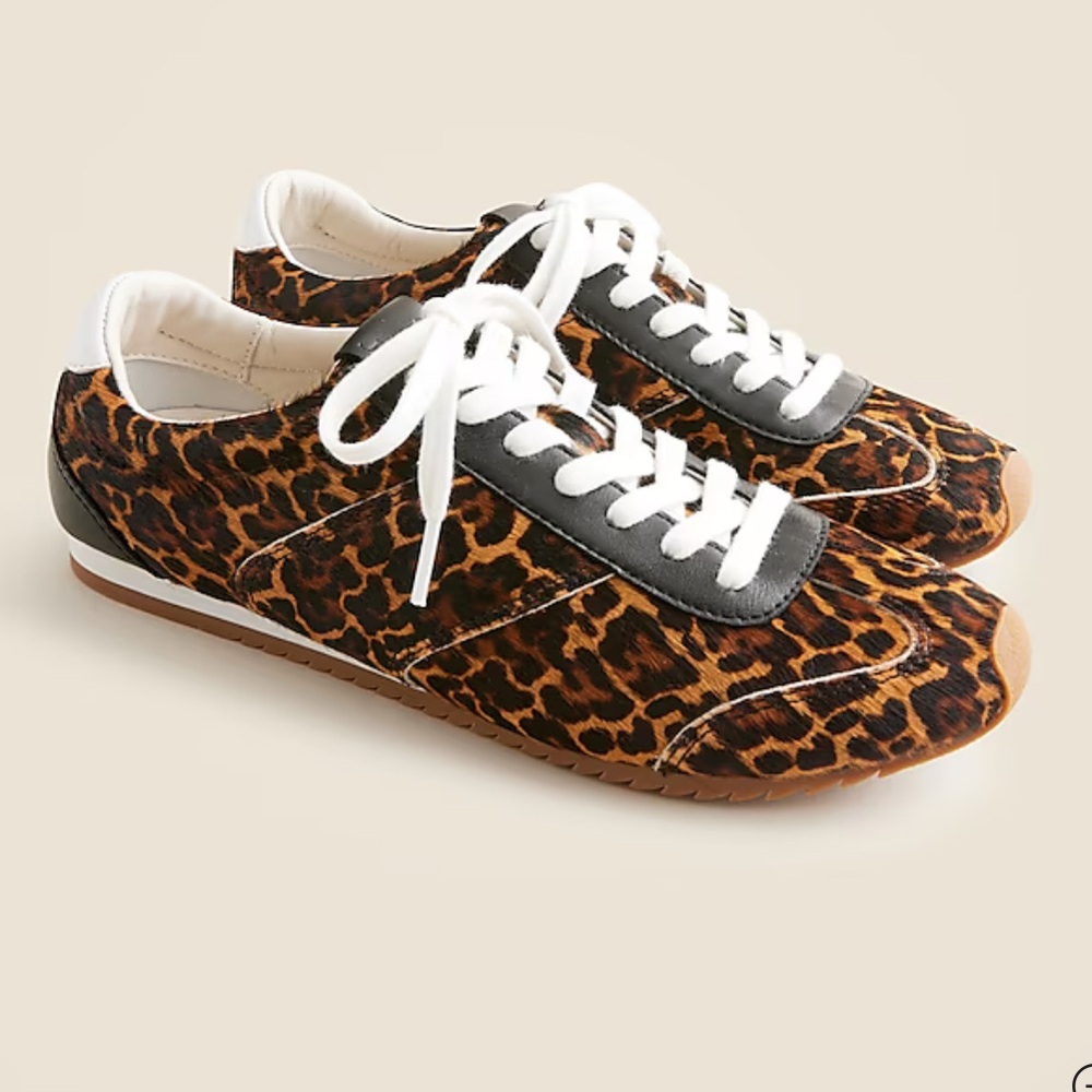 J. Crew Leopard Print Sneakers with Black and White Accents